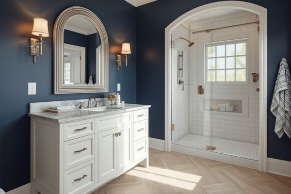 luxury bathroom colors navy blue
